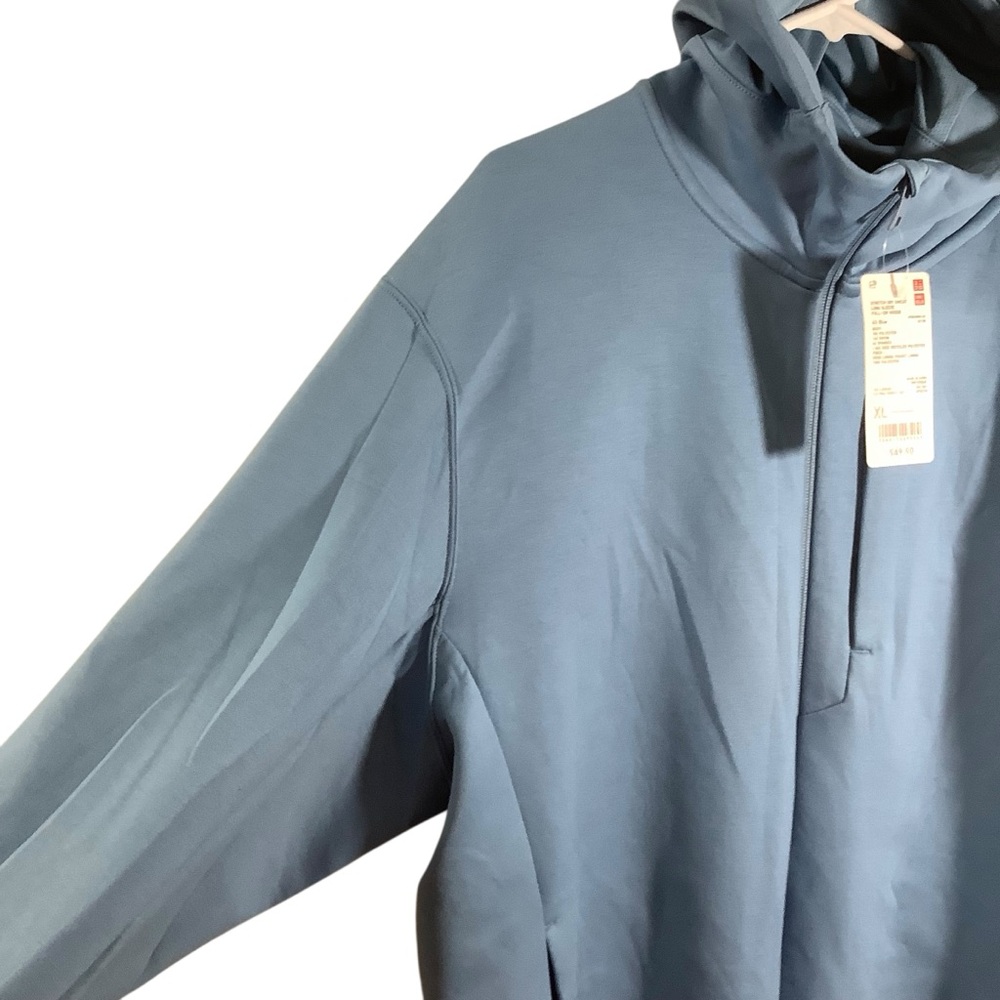 Uniqlo Men’s Blue Full-Zip Hoodie Long Sleeve Stretch Dry Sweat - Picture 6 of 10